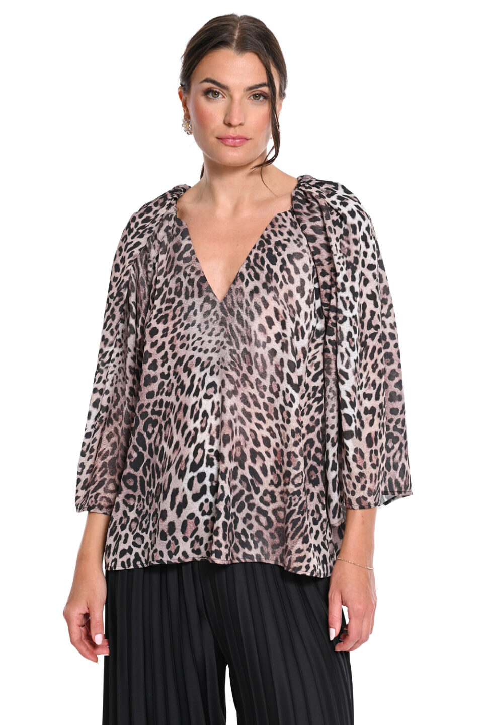 Leopard Μπλούζα με V Λαιμόκοψη