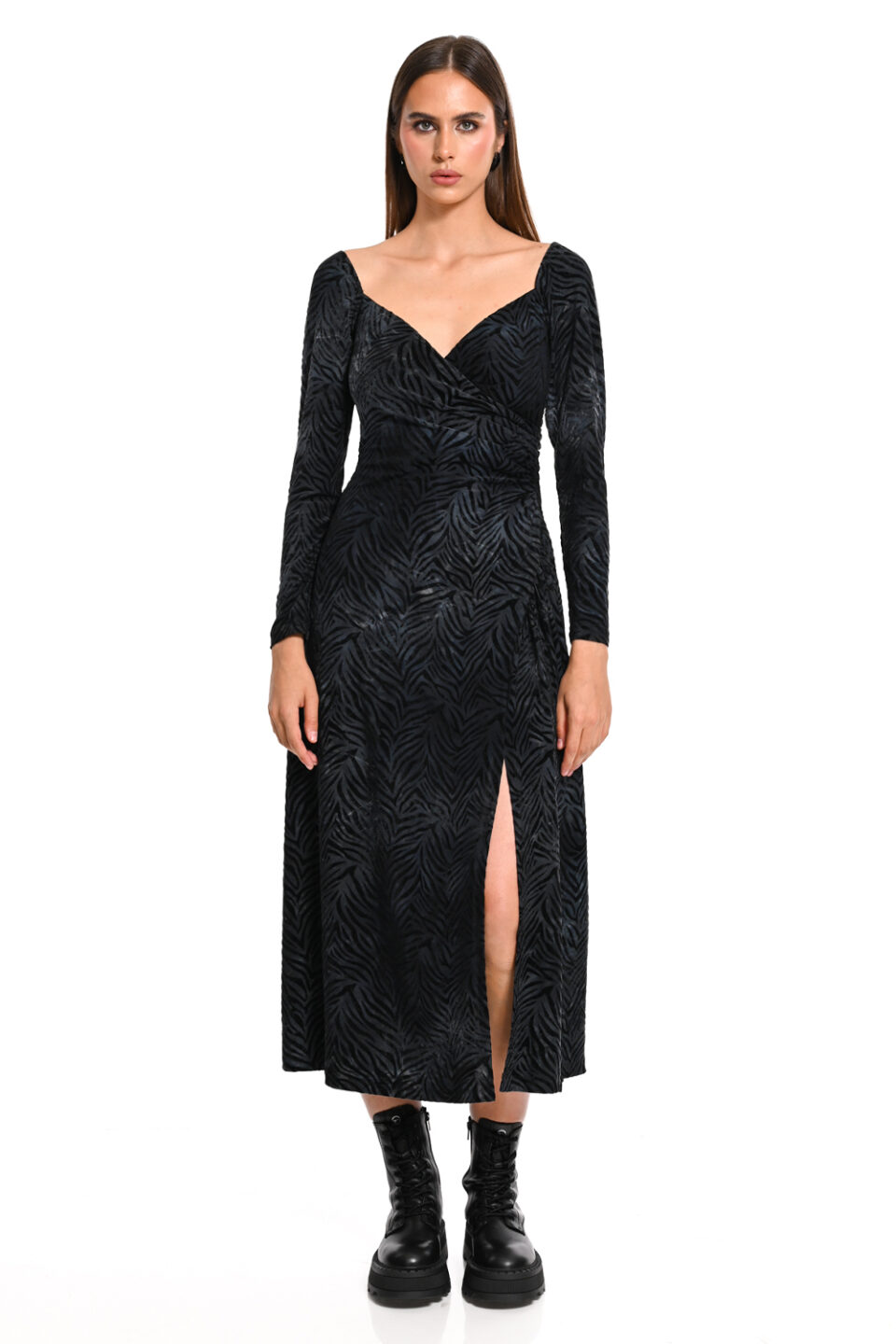 Zebra print midi φόρεμα