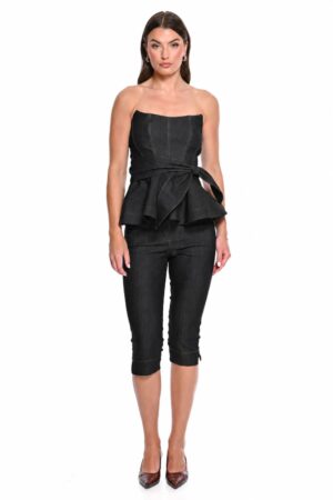 Μαύρο τζιν σύνολο με peplum κορυφή